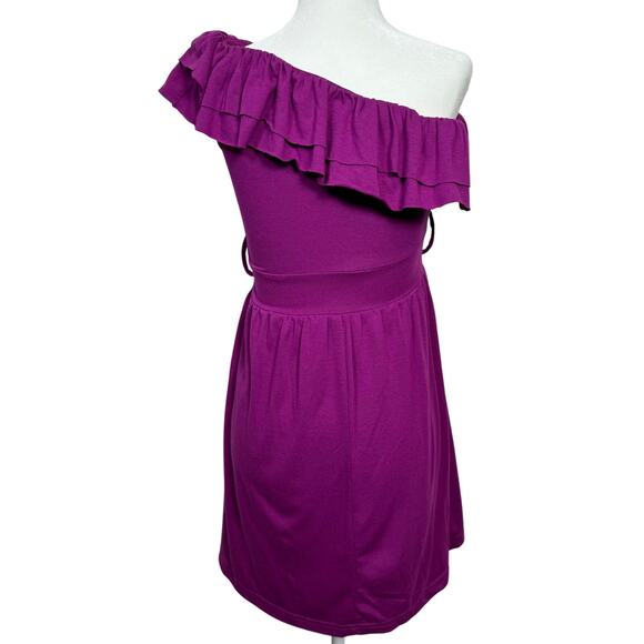 Derek Heart Purple One-Shoulder Ruffle Dress – Flowy Mini Dress Size M - Picture 2 of 5
